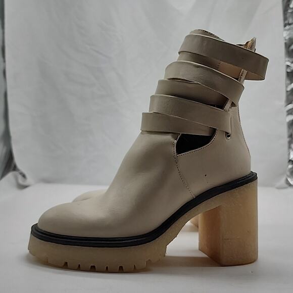 FREE PEOPLE JESSE CUTOUT LEATHER BOOTS WOMEN'S 36 CREAM - Picture 2 of 16